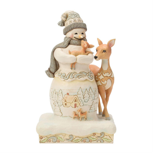 Jim Shore Woodland Snowman Holding a Fawn – Winter Blessing
