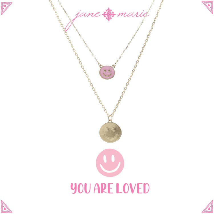 Jane Marie Kids Mom + Daughter Happy Faces Necklace Set (14" & 16")