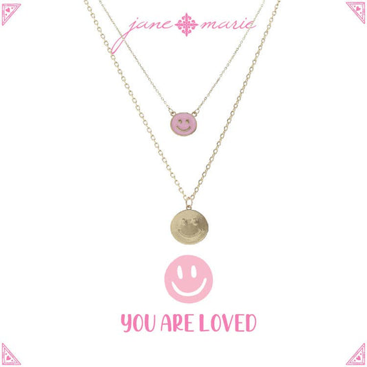 Jane Marie Kids Mom + Daughter Happy Faces Necklace Set (14" & 16")