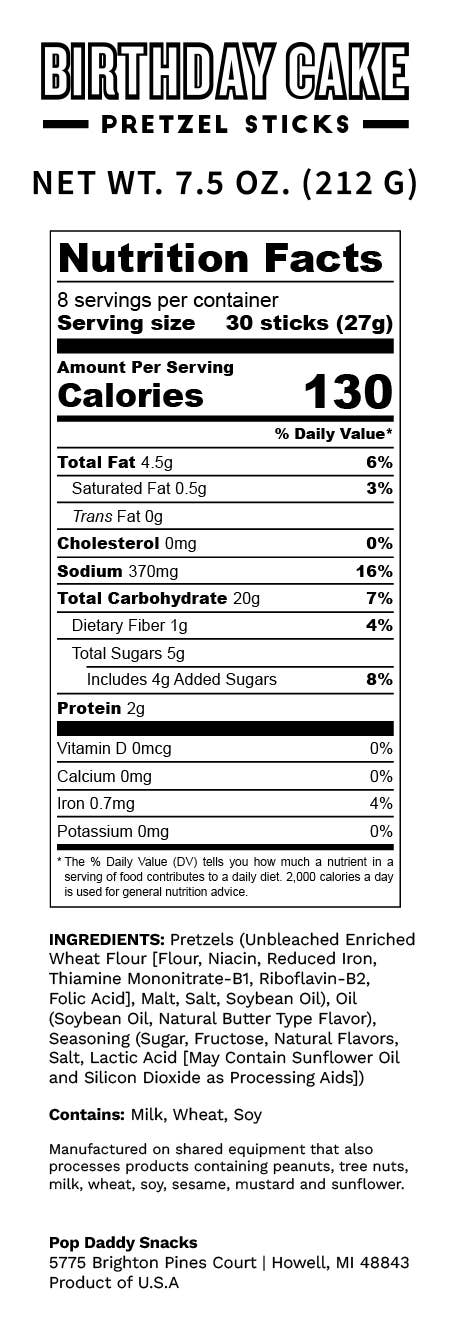 Birthday Cake Seasoned Pretzels  7.5oz