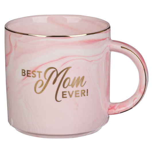 Best Mom Ever Pink Marbled Mug (13 oz)