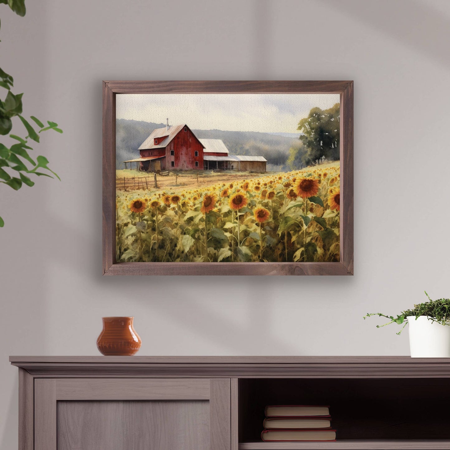 Sunflower Field Framed Linen