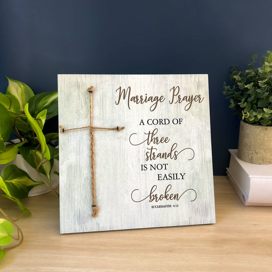 Marriage Prayer Plaque – A Cord of Three Strands (10x10)