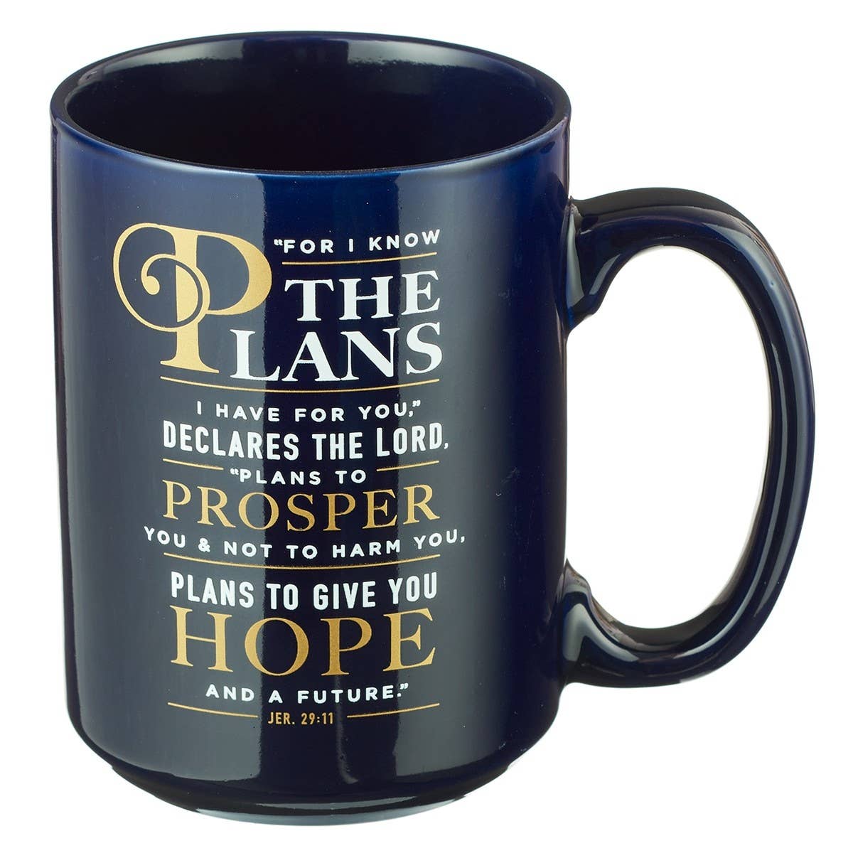 “For I Know the Plans” Navy Mug – Jeremiah 29:11 (15 oz)