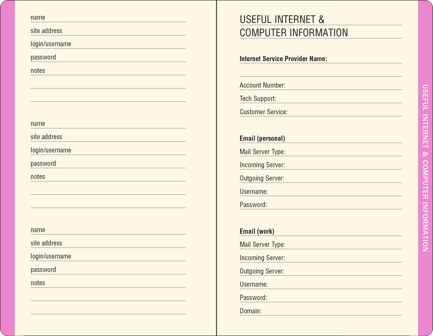 Peony Garden Internet Address & Password Logbook