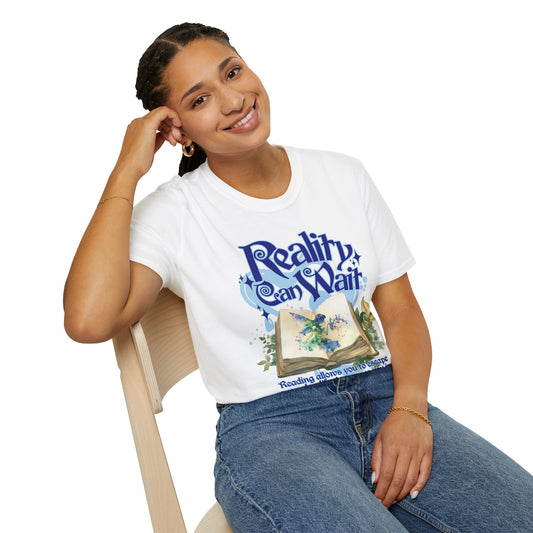 Reality Can Wait Unisex Softstyle T-Shirt – Perfect for Book Lovers
