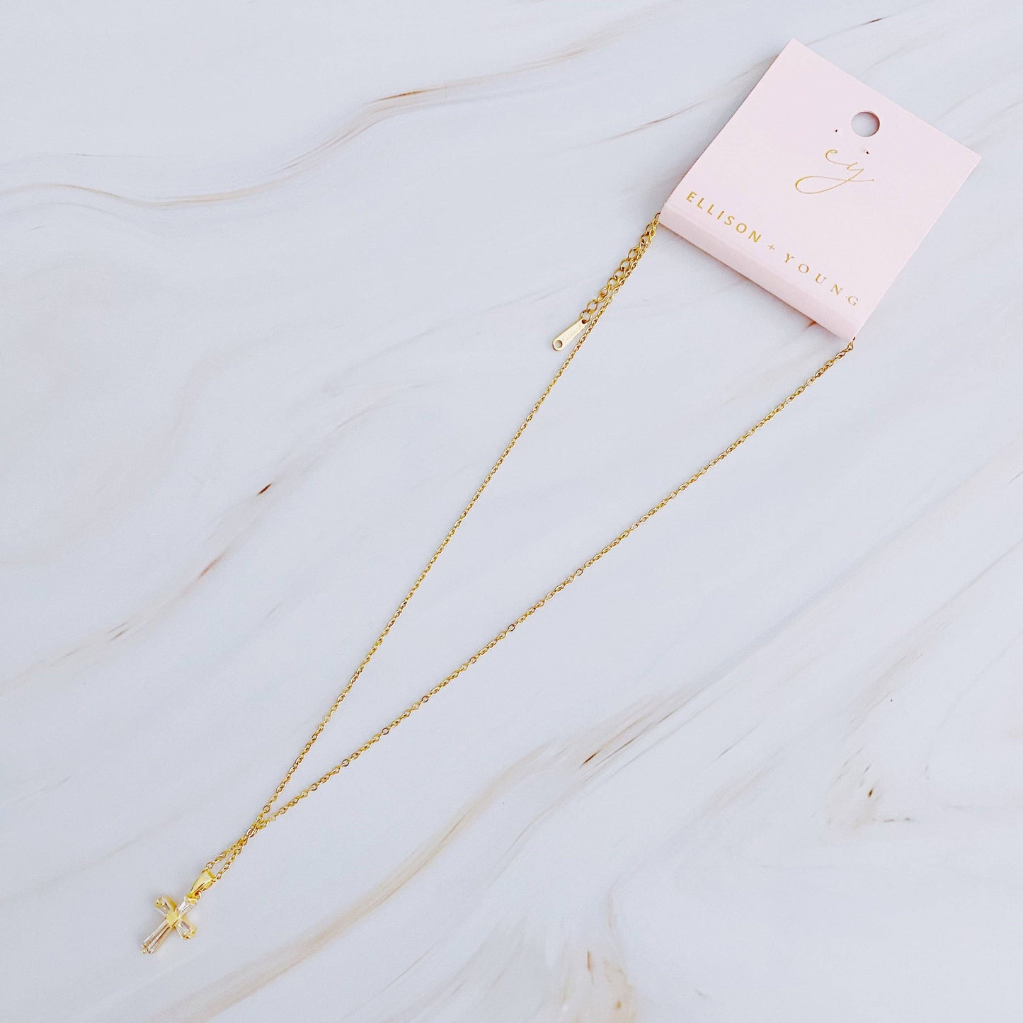 My Dear Crystal Cross Necklace 18K Gold Plated