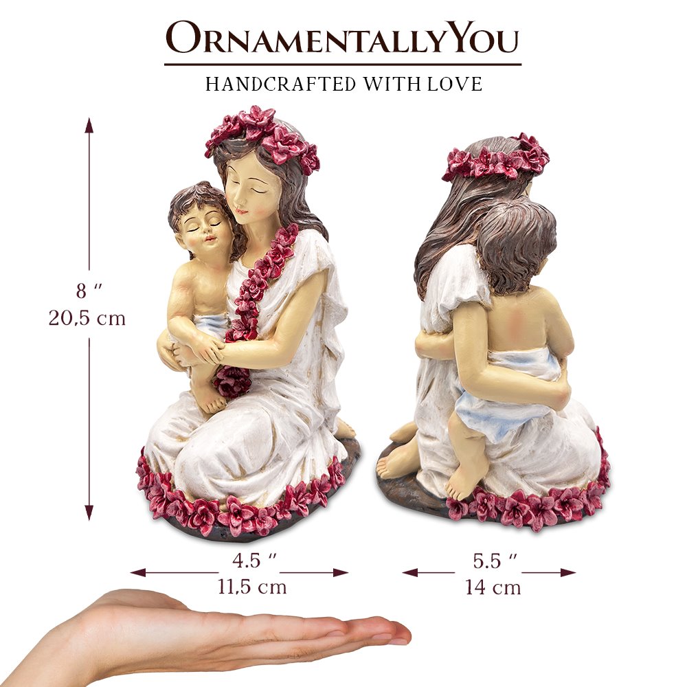A Mother’s Embrace Figurine, 8" Child and Mom Heartwarming Tabletop Statue Decoration