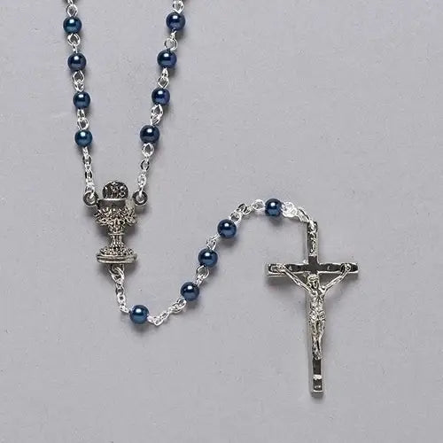 Blue First Communion Rosary — 15"
