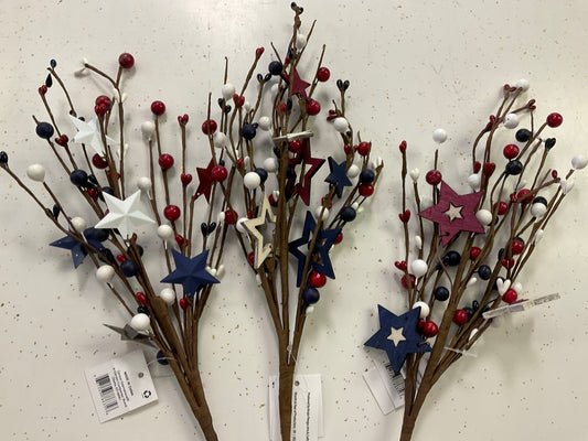 Americana Berry Pick with Stars – Assorted Styles | 17"H