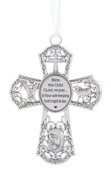 Crib Cross Silver with white
