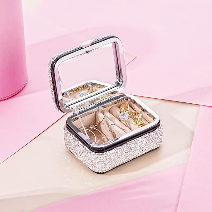 Rhinestone Travel Jewelry Case