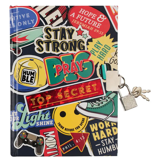 Stay Strong Secret Lock Diary for Kids | Christian Journal with Lock & Key