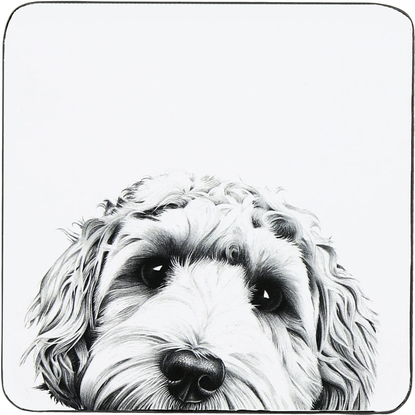 Dog Coaster – Black &  White Pup Design