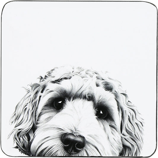 Dog Coaster – Black &  White Pup Design