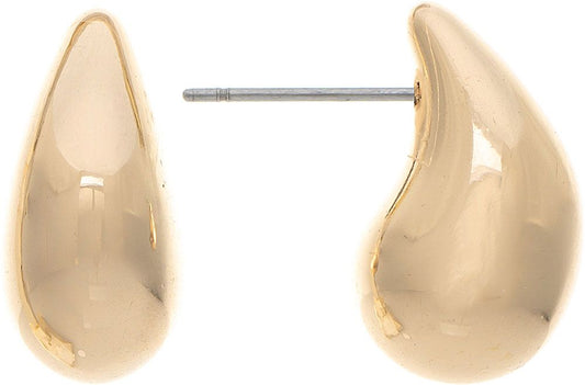 Gold Modernist Teardrop Post Earring