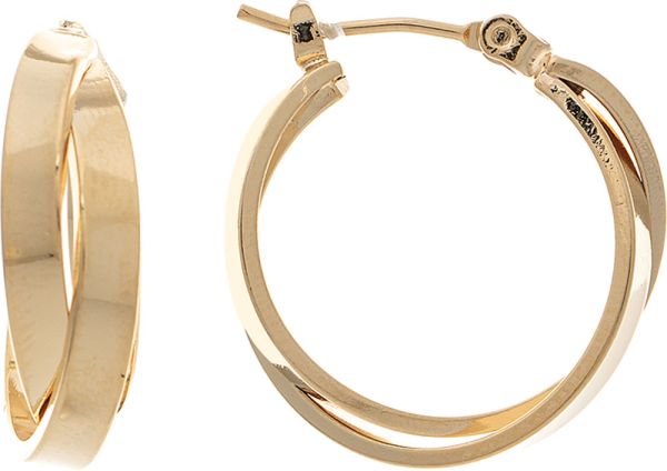 Gold 14k Plated Hypoallergenic Crossover .75" Hoop Earring