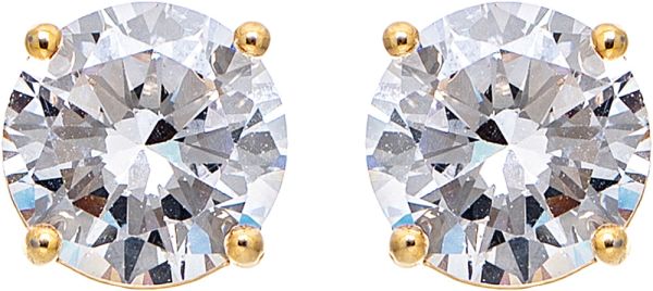 Gold 7mm Cubic Zirconia Hypoallergenic Plated Post Earring