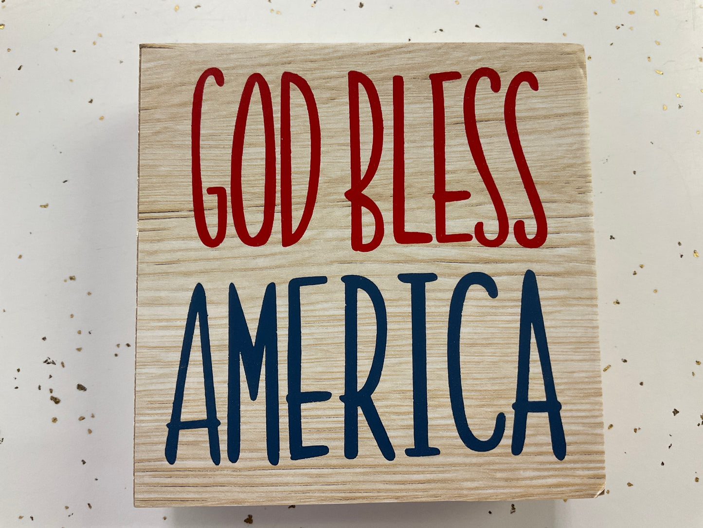 Americana Design 3.94" Wood Block – Assorted Patriotic Sayings