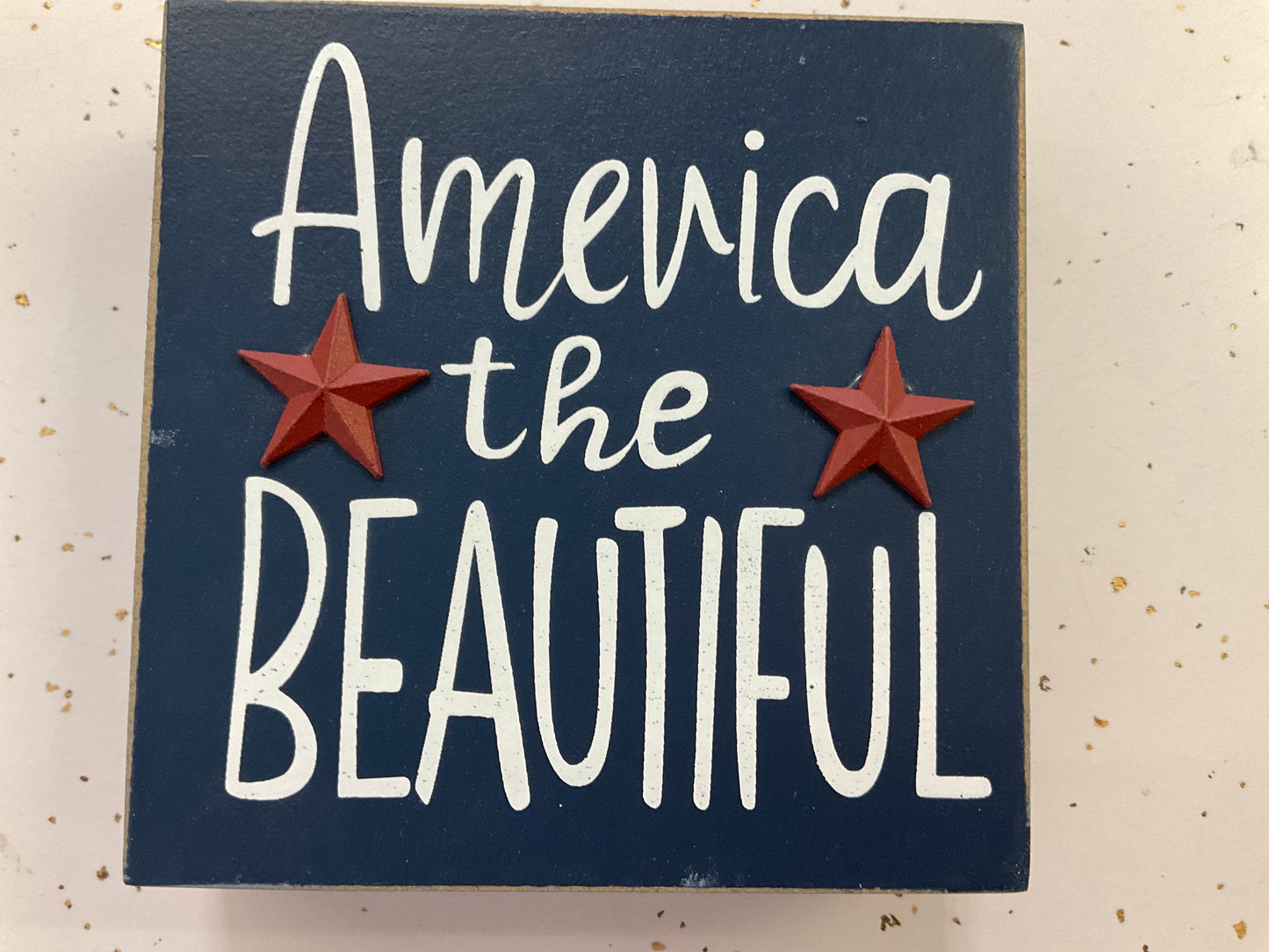 Americana Design 3.94" Wood Block – Assorted Patriotic Sayings