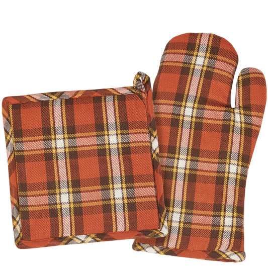 Fall Plaid Kitchen Set – Oven Mitt & Potholder