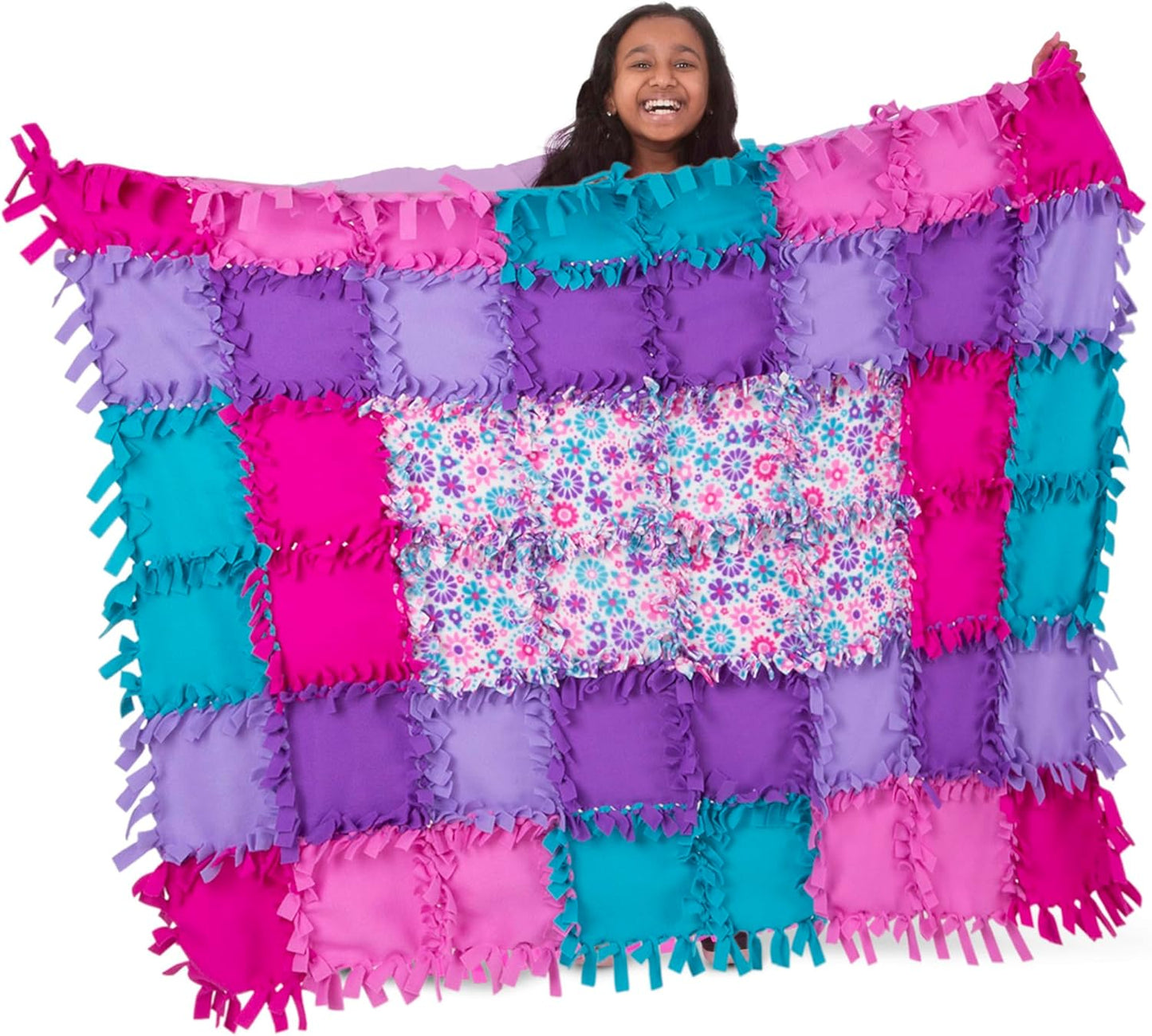 Melissa &amp; Doug Created by Me! Flower Fleece Quilt – No-Sew Craft Kit