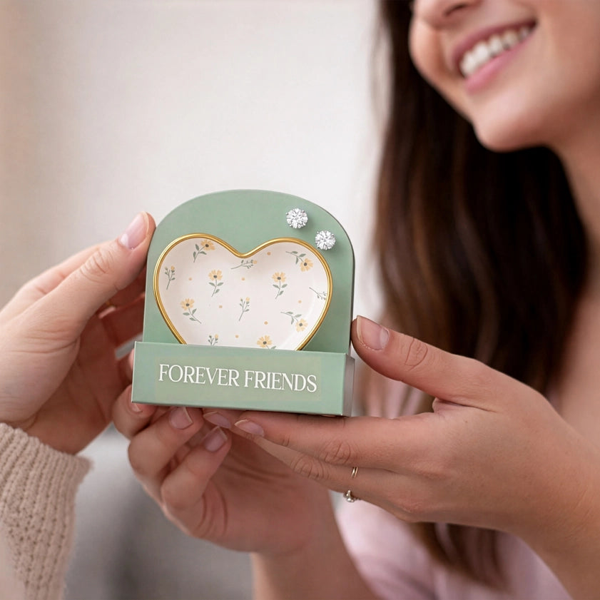 “Forever Friends” Trinket Dish & Earring Set