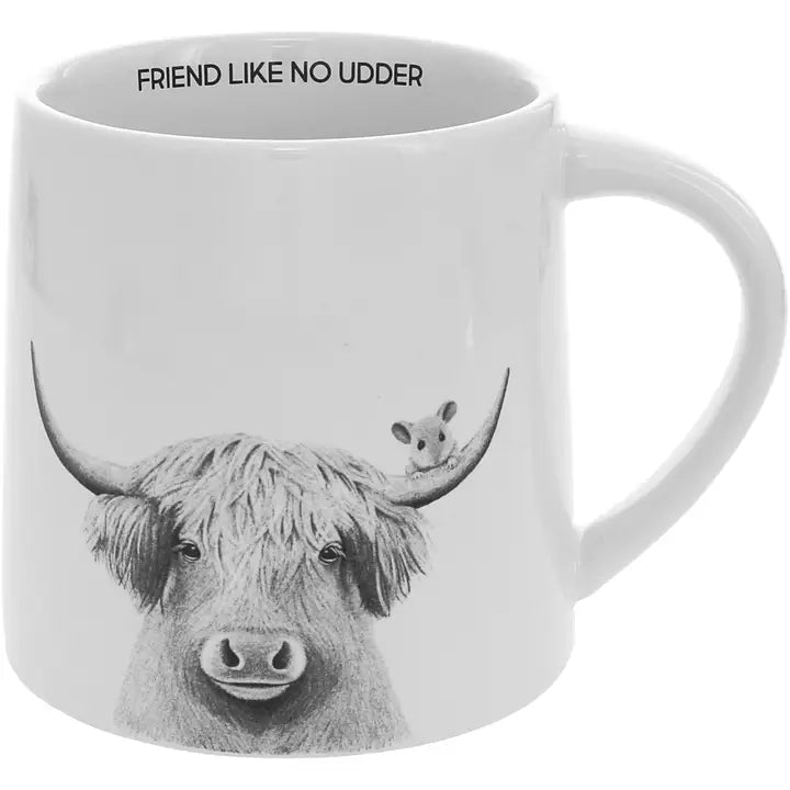 “Friend Like No Udder” Cow Mug – Funny Friendship Coffee Mug