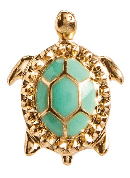 Gold and Green Turtle Post Earrings