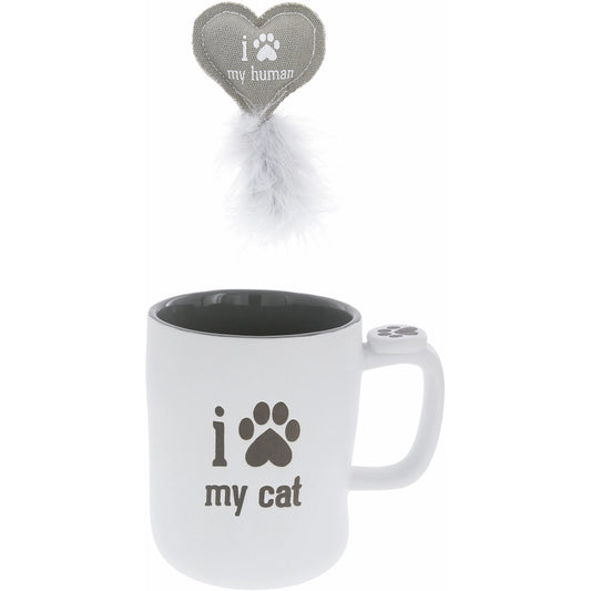 “I ♥ My Cat” Mug & Cat Toy Gift Set – 18oz