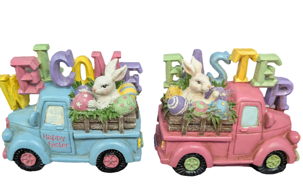 6.5" Resin Truck w/Easter Bunny