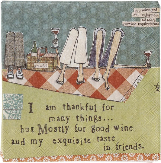 I Am Thankful” Curly Girl Cocktail Napkins — 20 ct