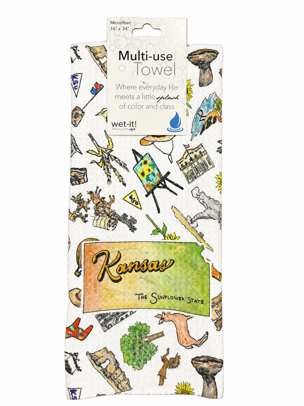 Kansas Microfiber Waffle Towel – Sunflower State Design