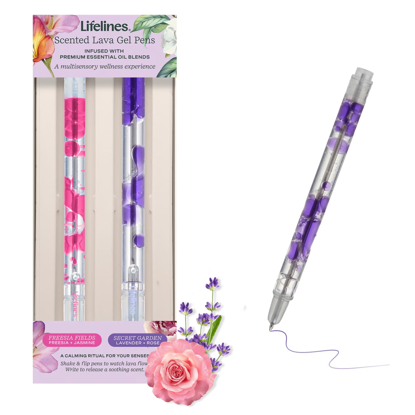 Lifelines Scented Lava Pen Set – 2-Pack (Pink & Purple)