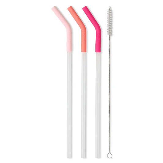 Blush/Coral/Hot Pink Reuseable Straw Set - Mega Mugs