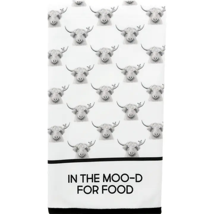 “In the Moo-d for Food” Cow Tea Towel