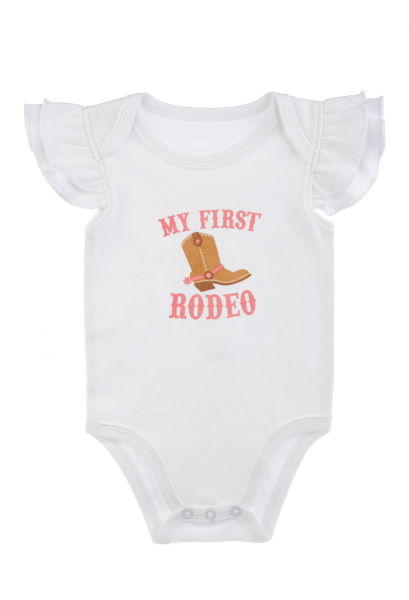 My First Rodeo Ruffle Diaper Shirt – 3–6 Months (Girl)