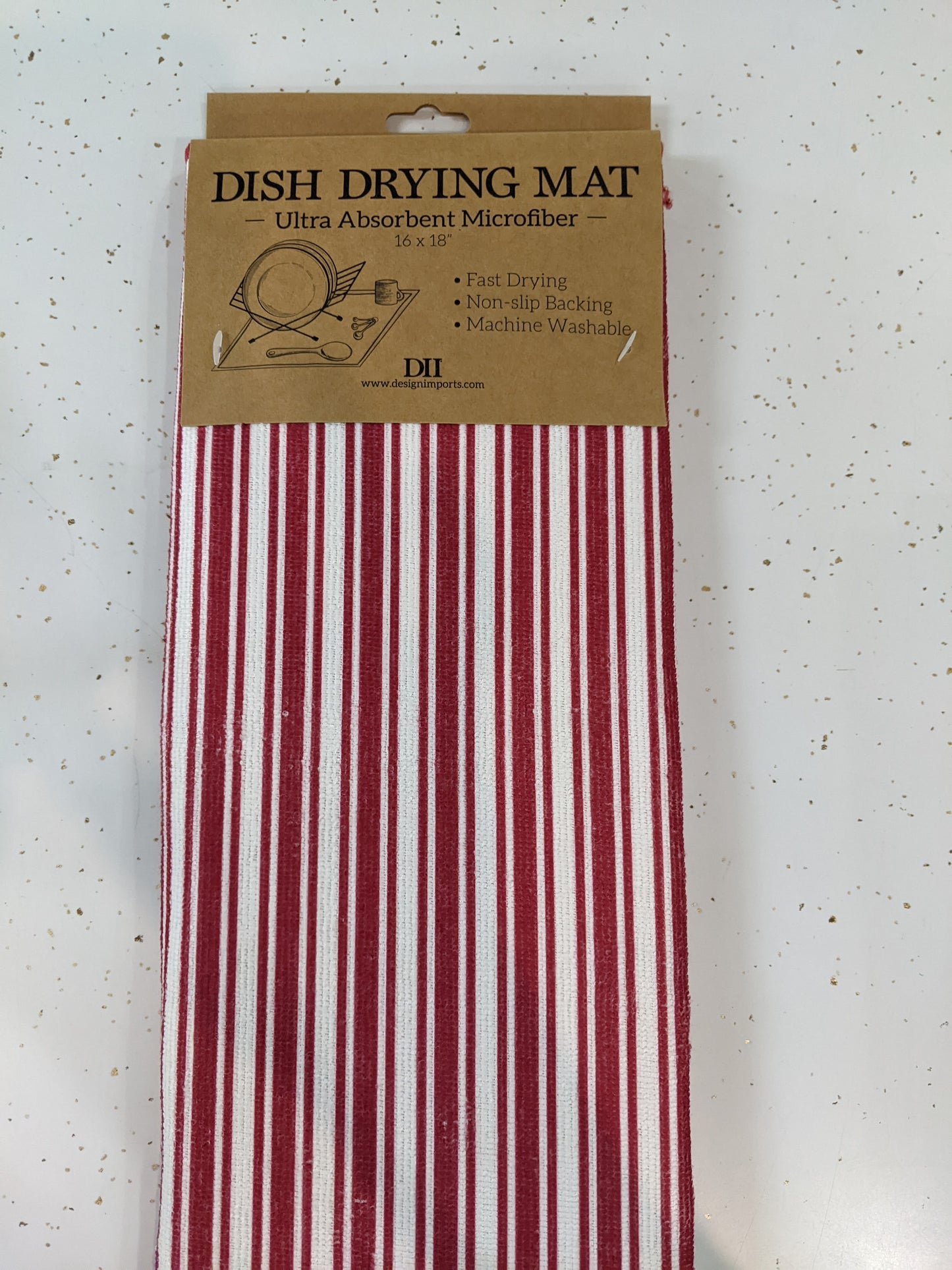 Red Stripe Dish Drying Mat