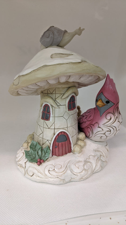 Jim Shore White Woodland Mushroom House