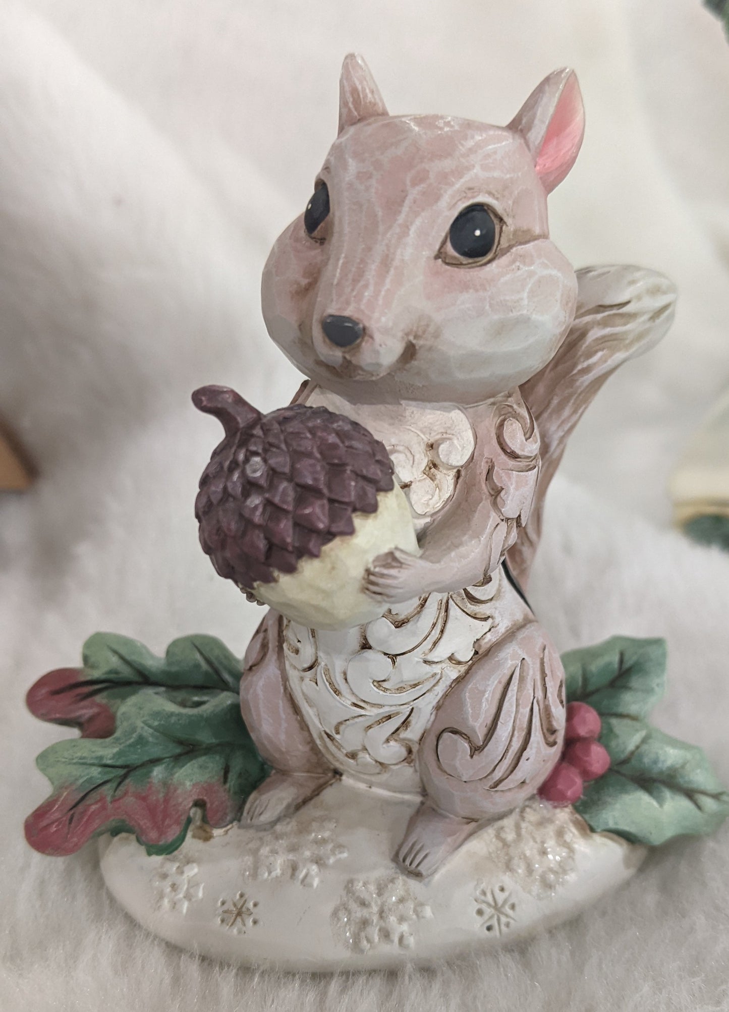 Jim Shore White Woodland Chipmunk Holding Acorn