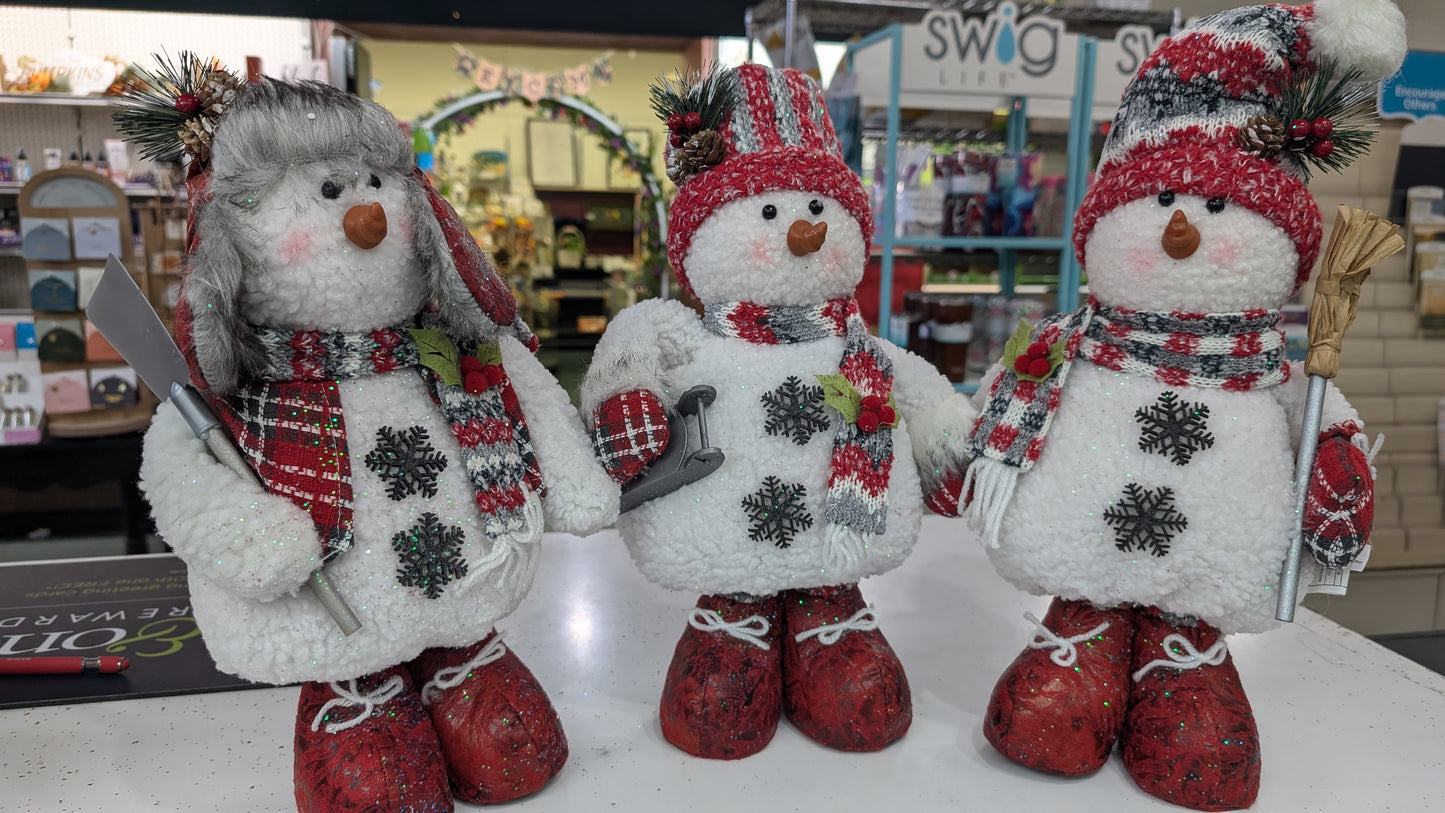 14"H Plush Holiday Standing Snowman