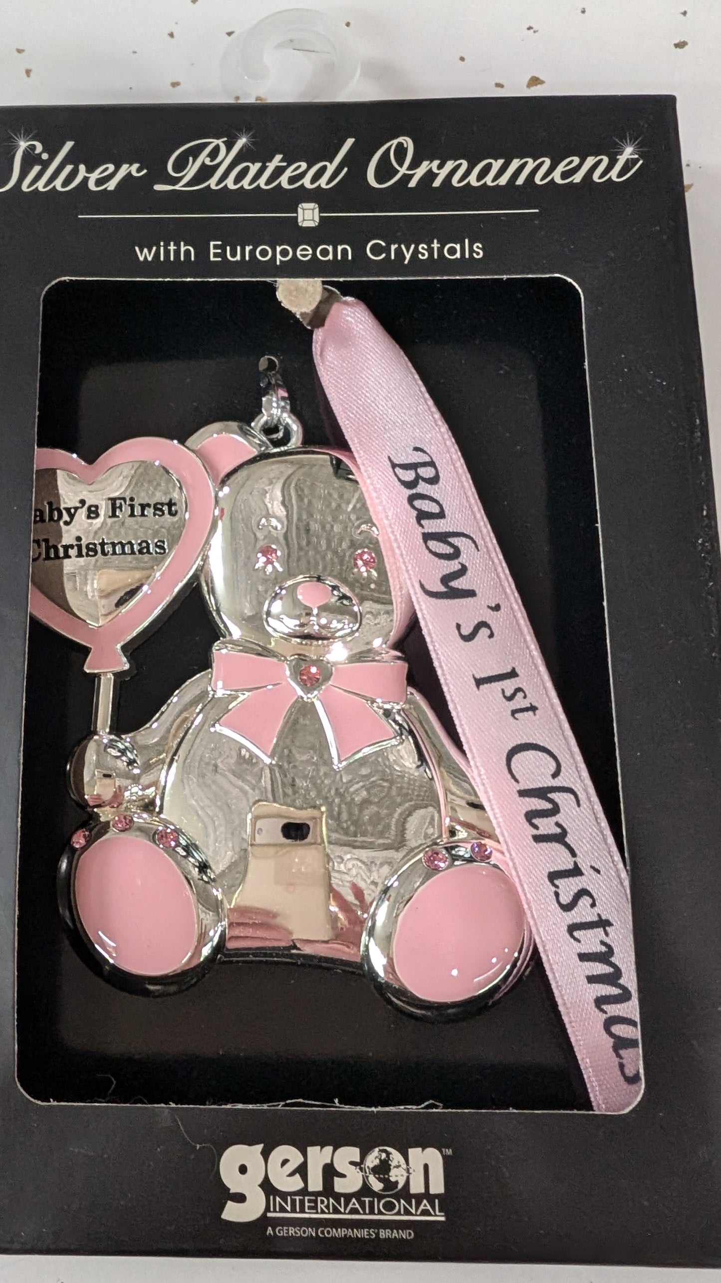 Silver-Plated Baby Christmas Ornaments with European Crystals