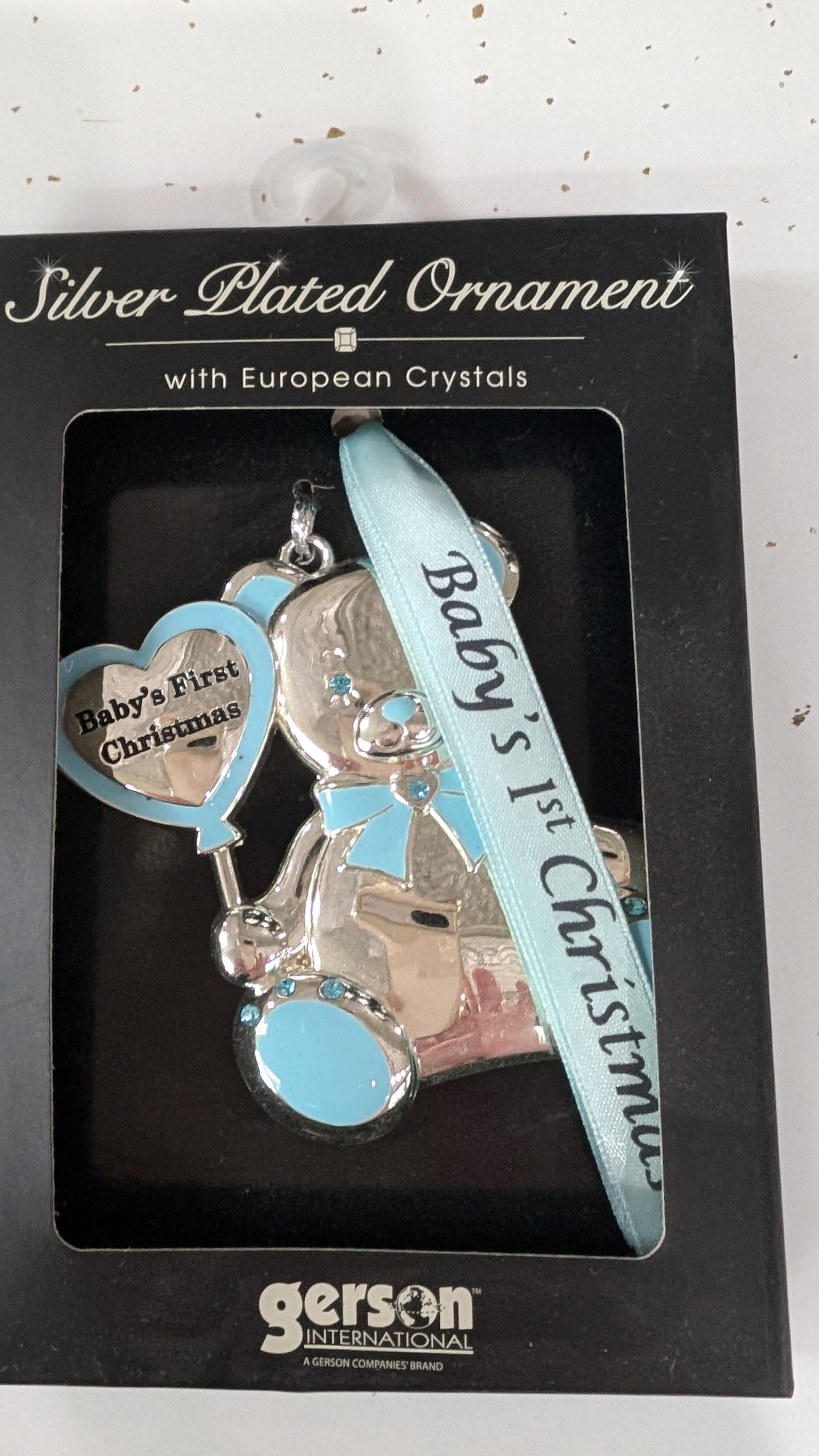 Silver-Plated Baby Christmas Ornaments with European Crystals