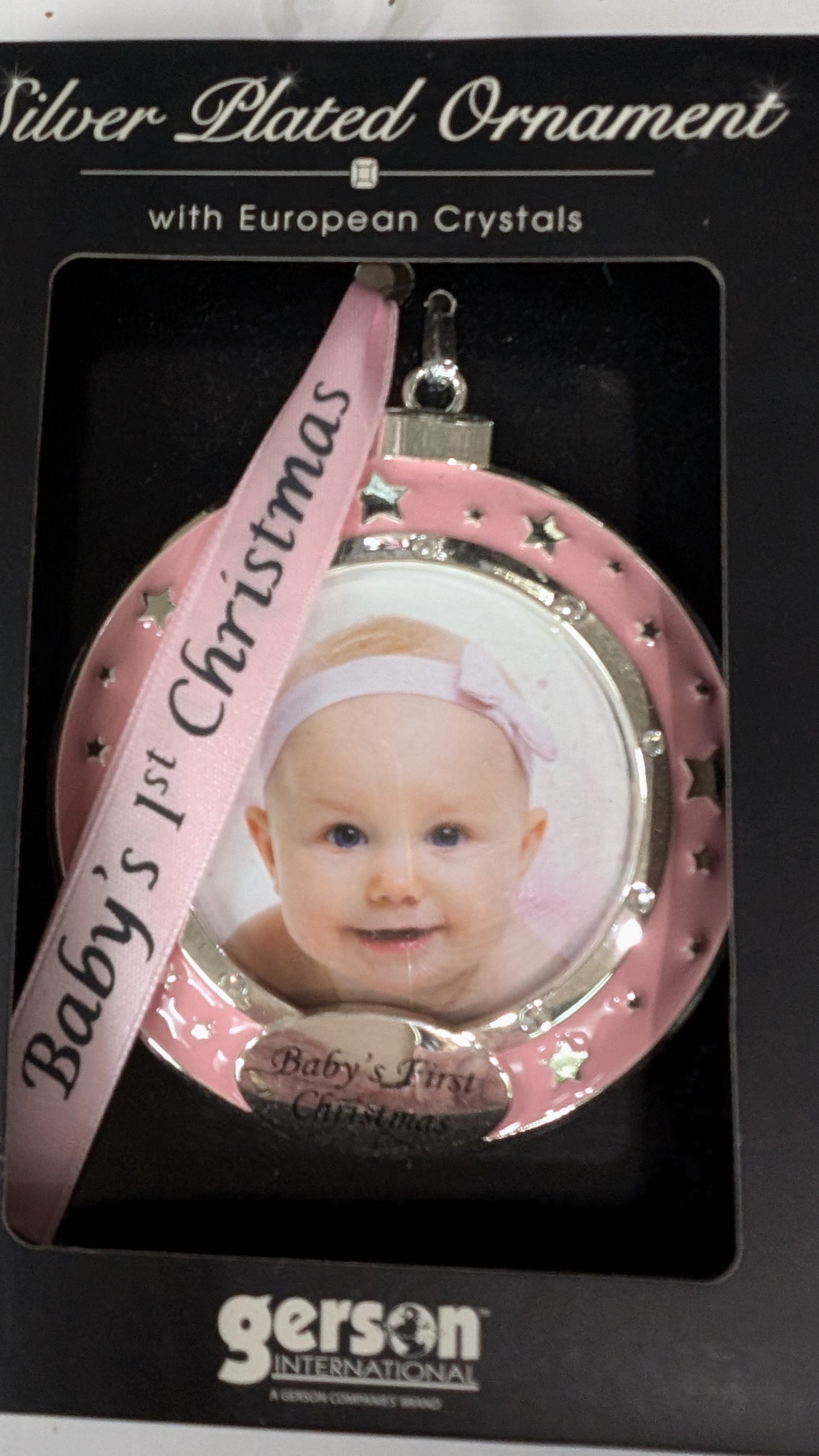 Silver-Plated Baby Christmas Ornaments with European Crystals