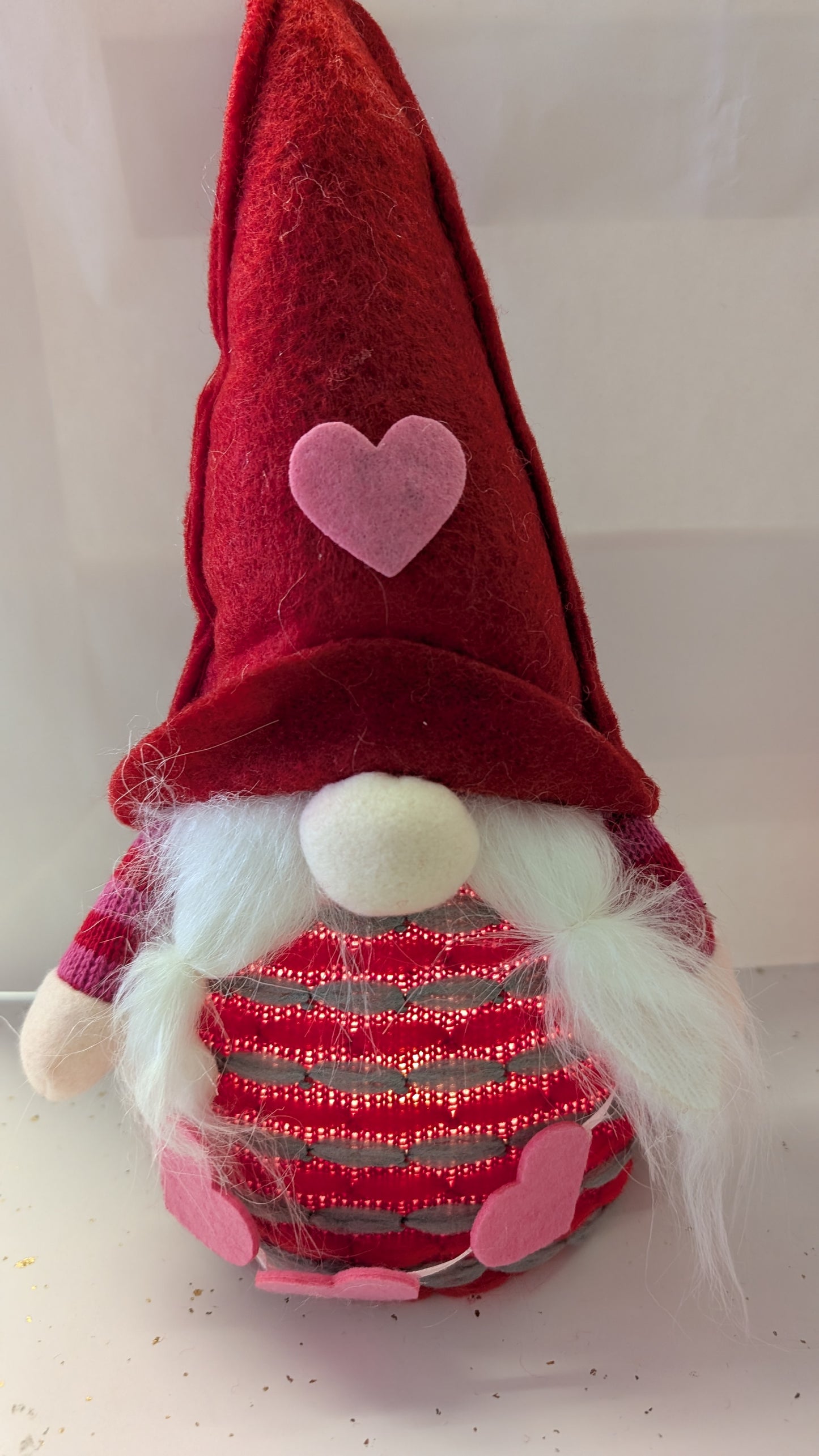 Lighted Plush Valentine Gnome