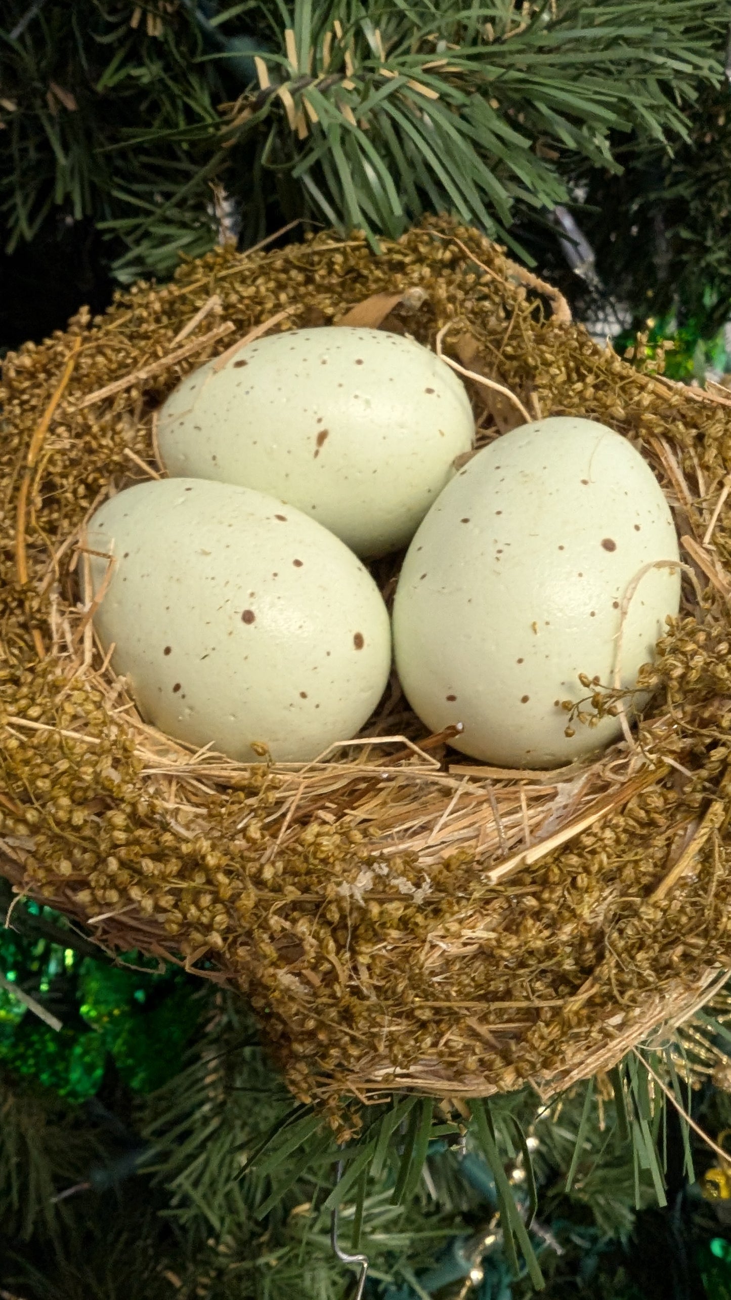 4" Bird Nest with 3 eggs