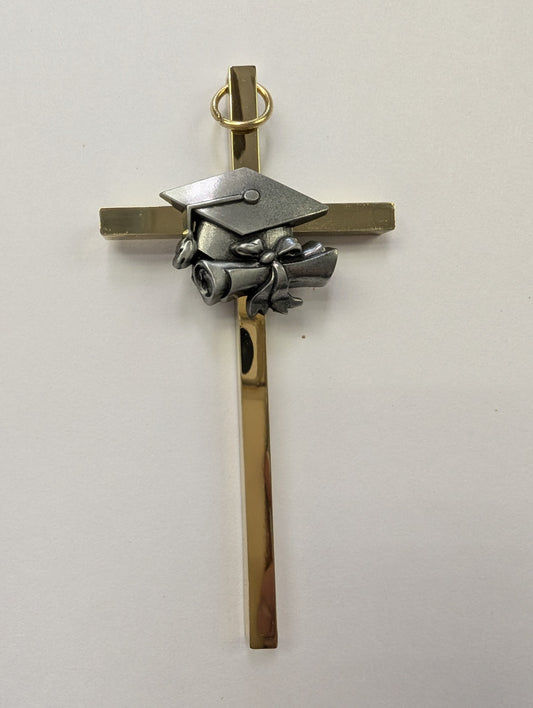 Gold Cross - 4.25"Brass Graduation Cross