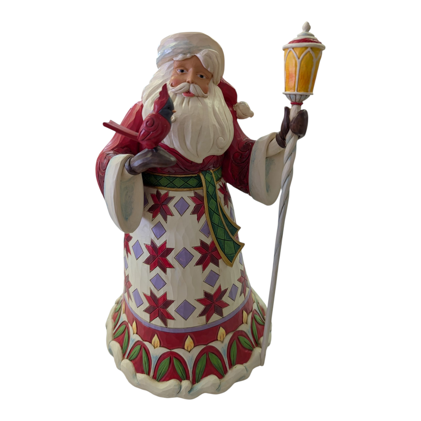 Santa with Cardinal on Hand - Spreading Christmas Cheer