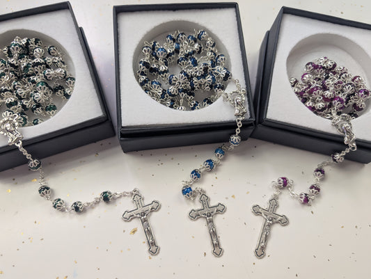 Speckled Bead Rosary 18" - 3 Asst. Colors