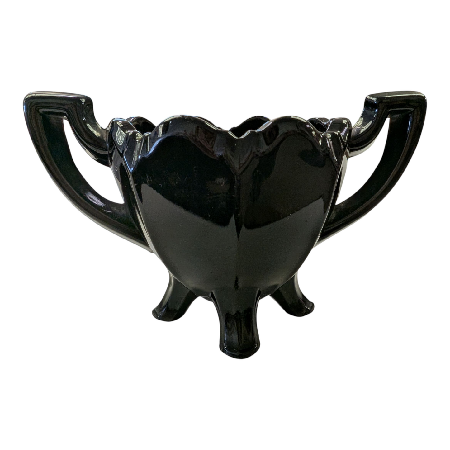 Depression Era Black Amethyst Glass 4-Footed Sugar Bowl